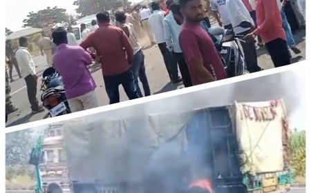 ब्रेकिंग || इंदापूरच्या बाह्य वळणावर भीषण अपघात - भरधाव ट्रकने एकास चिरडले,संतप्त जमावाने ट्रक पेटवला