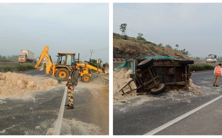 भिगवण नजीक भुसा वाहतुक करणारी ट्राॅली पलटली,ट्राॅलीचे चाक निखळल्याने झाला अपघात