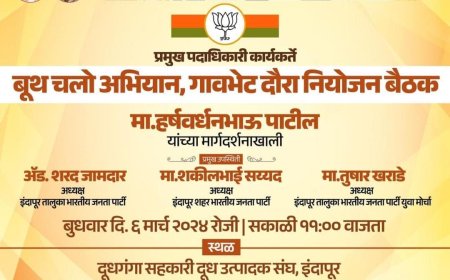 भाजपच्या बुथ चलो अभियान,गाव भेट दौऱ्या संदर्भात बुधवारी इंदापूरात नियोजन बैठक 