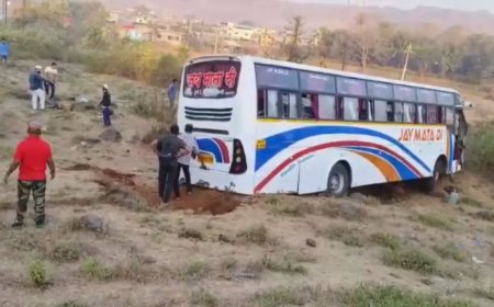 खाजगी बस ला भीषण अपघात ; सहलीसाठी निघाले होते विद्यार्थी - क्लिनरचा जागीच मृत्यू