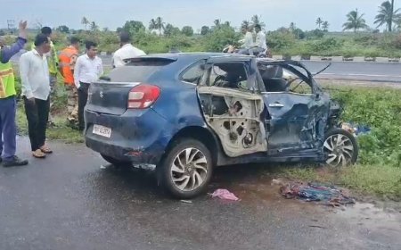 इंदापूरात कारचा टायर फुटून अपघात,डाळज येथे घडली घटना - पाच जण ठार