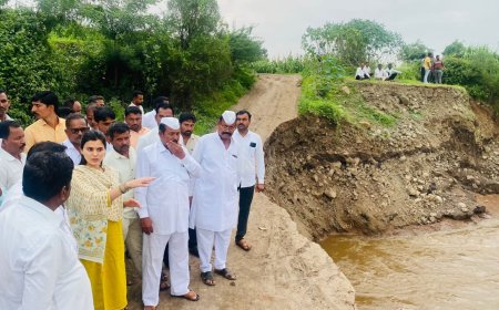 गिरवीत बंधाऱ्याचा भरावा फुटला ! अंकिता पाटील ठाकरेंकडून पाहणी