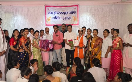 जागतिक परिचारिका दिनी इंदापुरात जय इन्स्टिट्यूट मध्ये मेळघाटातील आदिवासी विद्यार्थिनींचा सन्मान