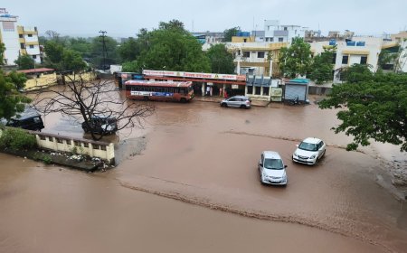 इंदापूरच्या भिगवण मध्ये पावसाचा कहर ! बस स्थानकाच्या आवाराला आलं तळ्याच स्वरूप