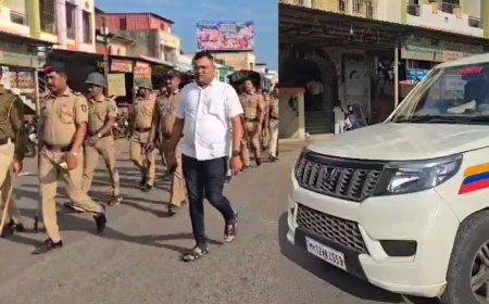 भिगवण मध्ये पोलिसांचा रूट मार्च,कायदा सुव्यवस्था राखण्याचे आवाहन