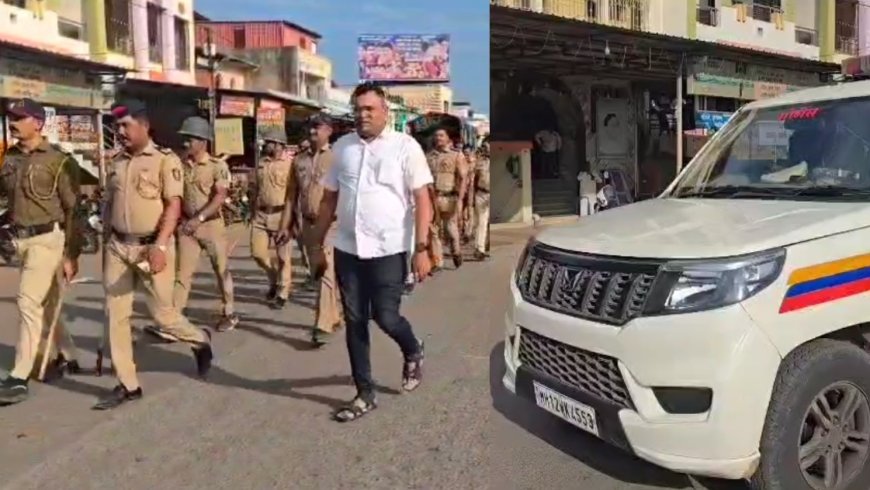 भिगवण मध्ये पोलिसांचा रूट मार्च,कायदा सुव्यवस्था राखण्याचे आवाहन