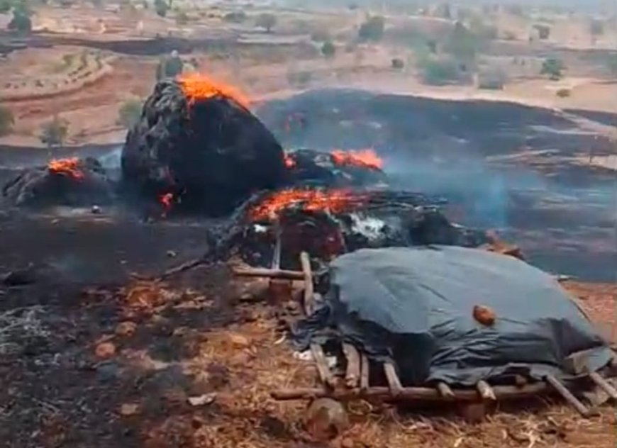 ब्राम्हणघरमध्ये भीषण वणवा ; शेतकऱ्यांचा जनावरांचा चारा जळून खाक, मोठे नुकसान