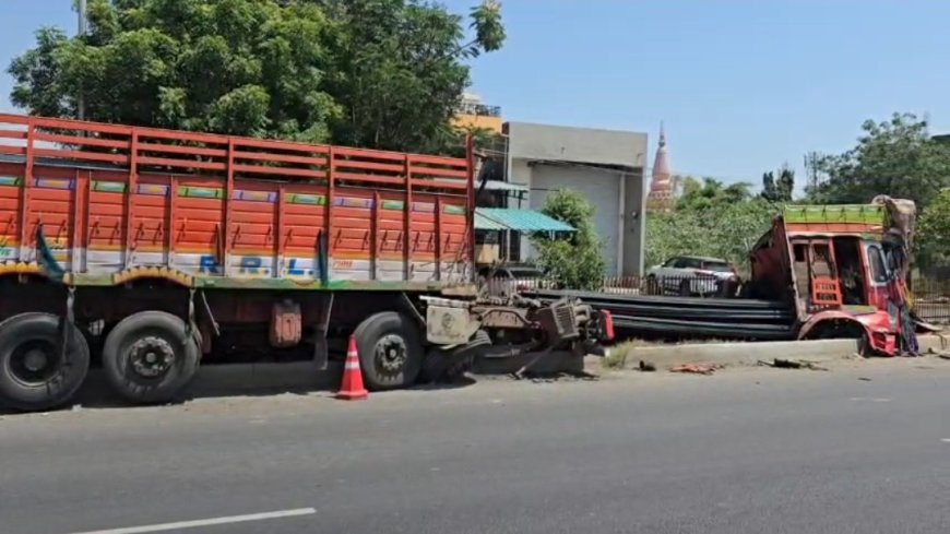 इंदापूरच्या भिगवण मध्ये मालवाहतूक ट्रकचा अपघात...